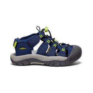 Keen Kids Navy Blue and Gray Sandal with Neon Yellow Accents